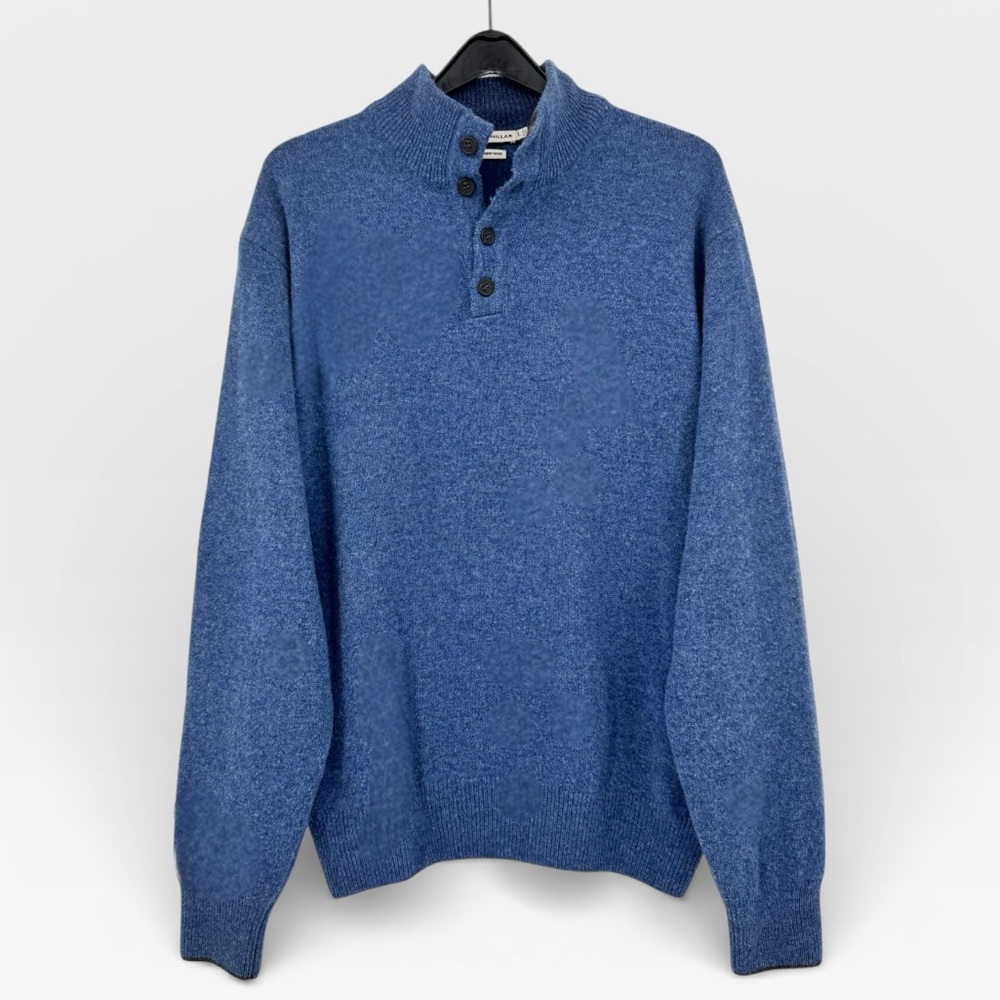Peter Millar Men’s 100% Merino Wool Banks Quarter Button Sweater Blue Size Large